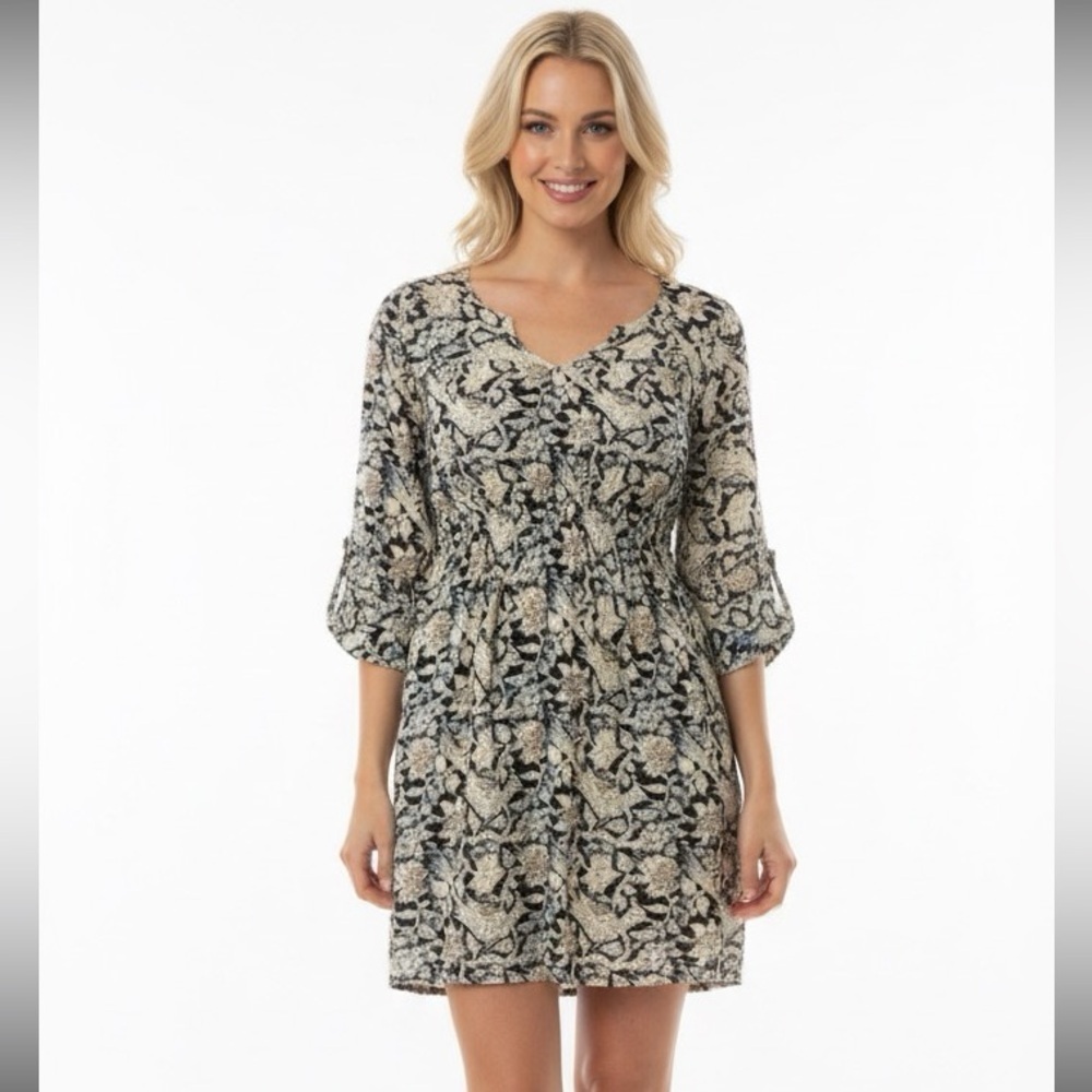 En creme large boho floral romantic tunic/dress